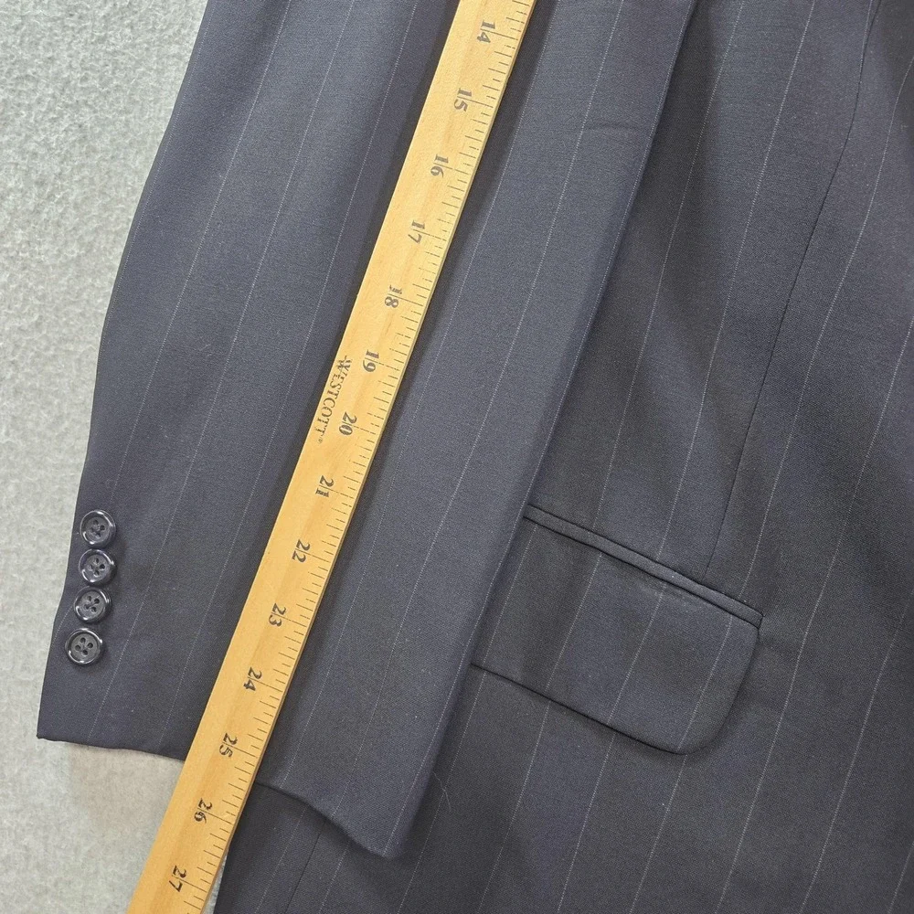 Vintage Burberrys Suit‎ Jacket Mens M Blue Striped Wool Single-Breasted 2 Button